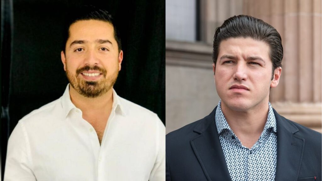 David-sanchez-samuel-garcia-guerra-sucia - La Sultana Informa Two Men Side by Side: Left is a Smiling Man in a White Shirt; Right is a Serious Man in a Dark Blazer with a Patterned Shirt Looking Away. - La Sultana Informa